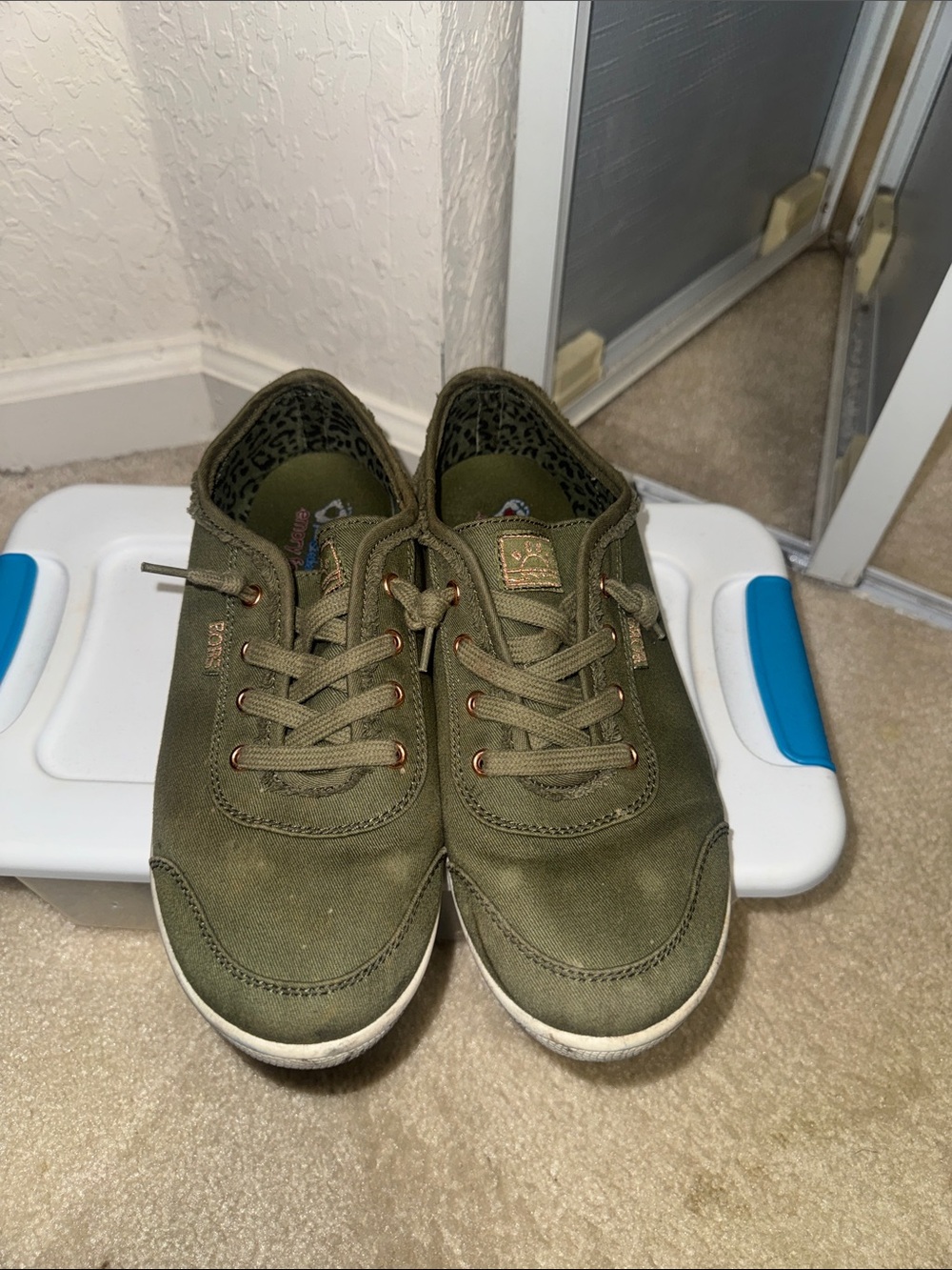 Ladies Olive Green Casual Lace-Up Sneakers